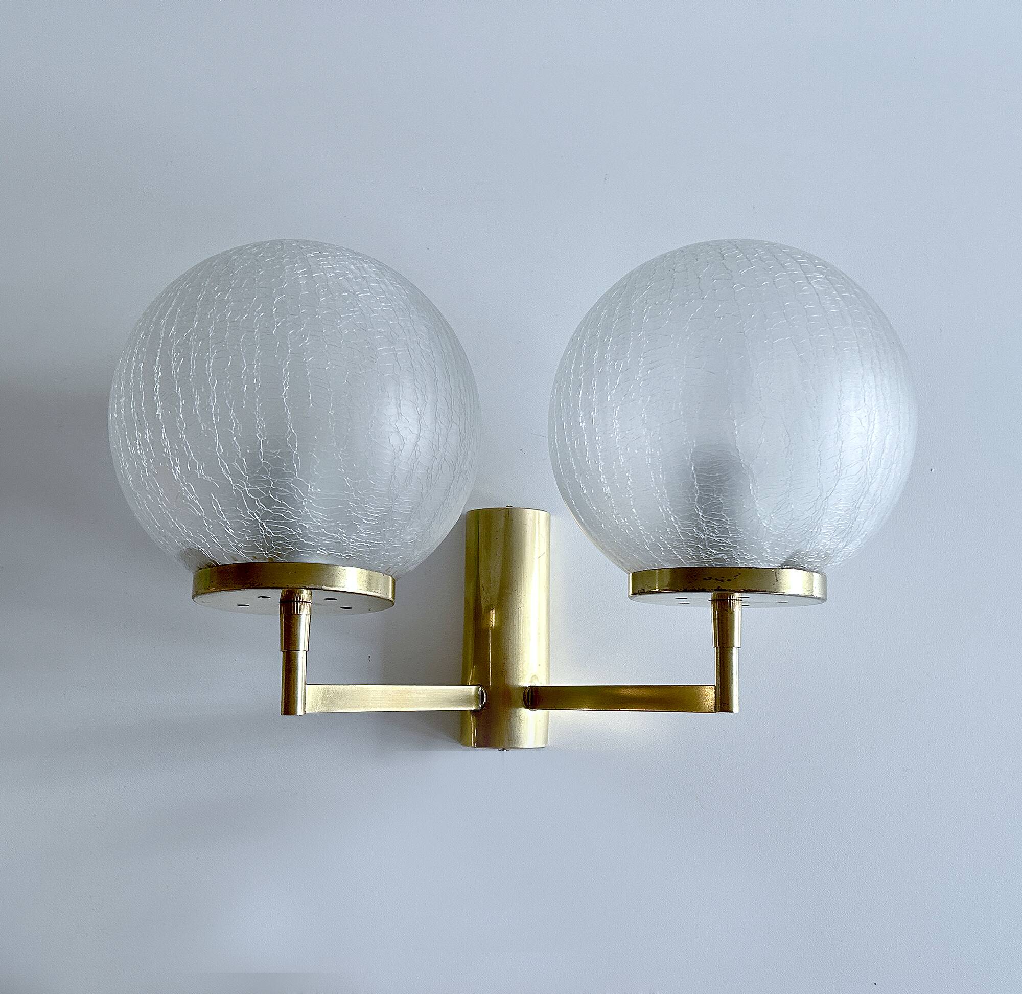 Pair Vintage Bubble Glass Wall Lights