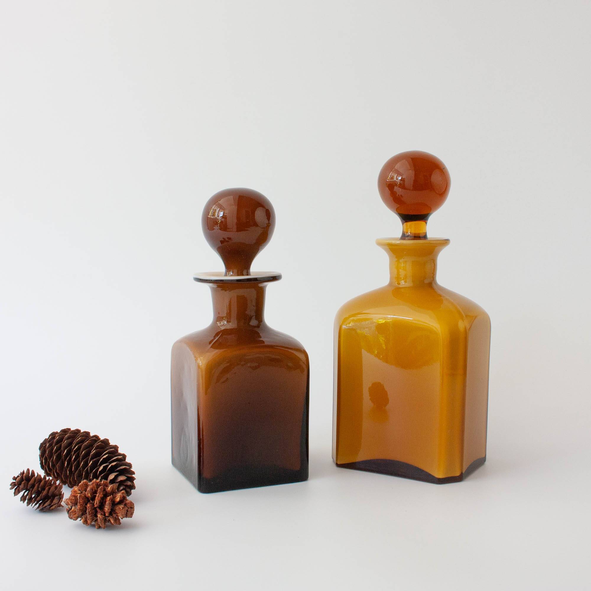 Vintage Mustard Opaline Glass Bottle from Marinha Grande, 1960's