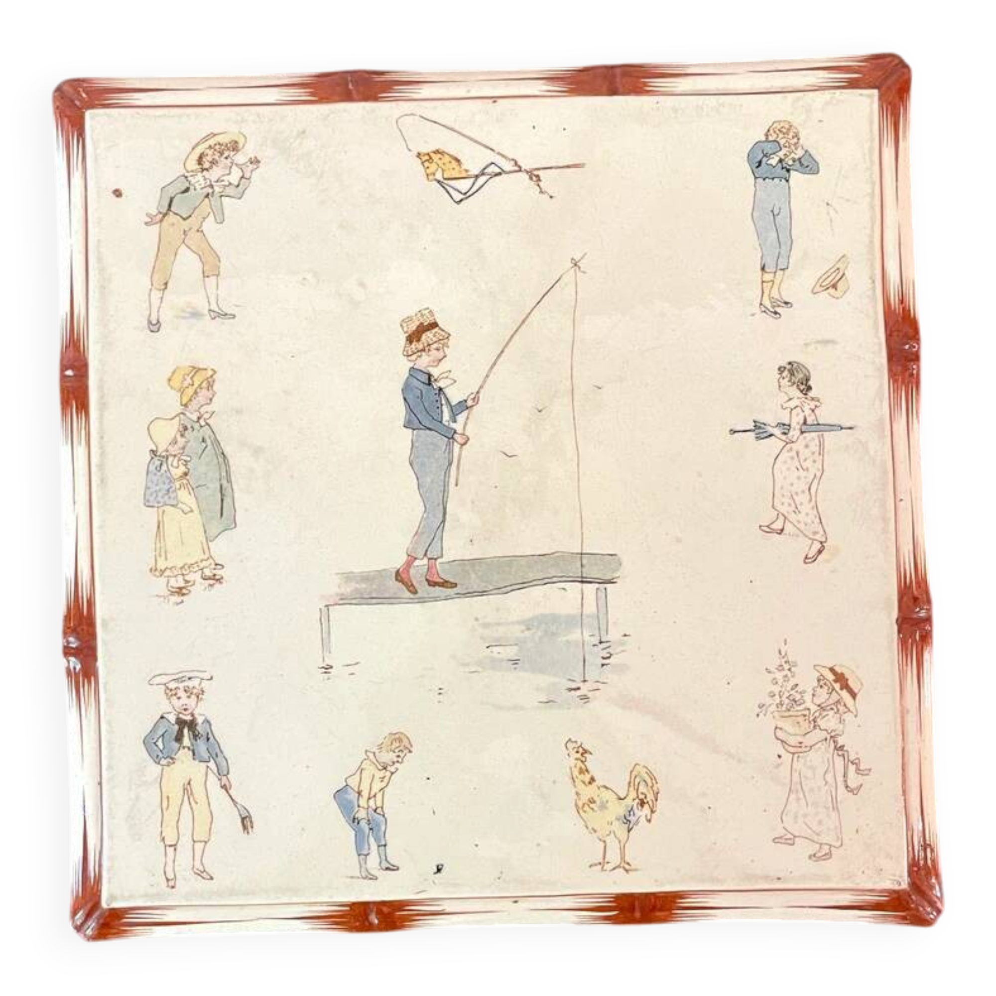Dessous de plat faïence Sarreguemines décor aux enfants Richard