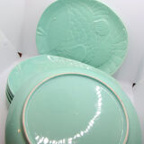 Set of 6 XL fish plates in sky blue earthenware