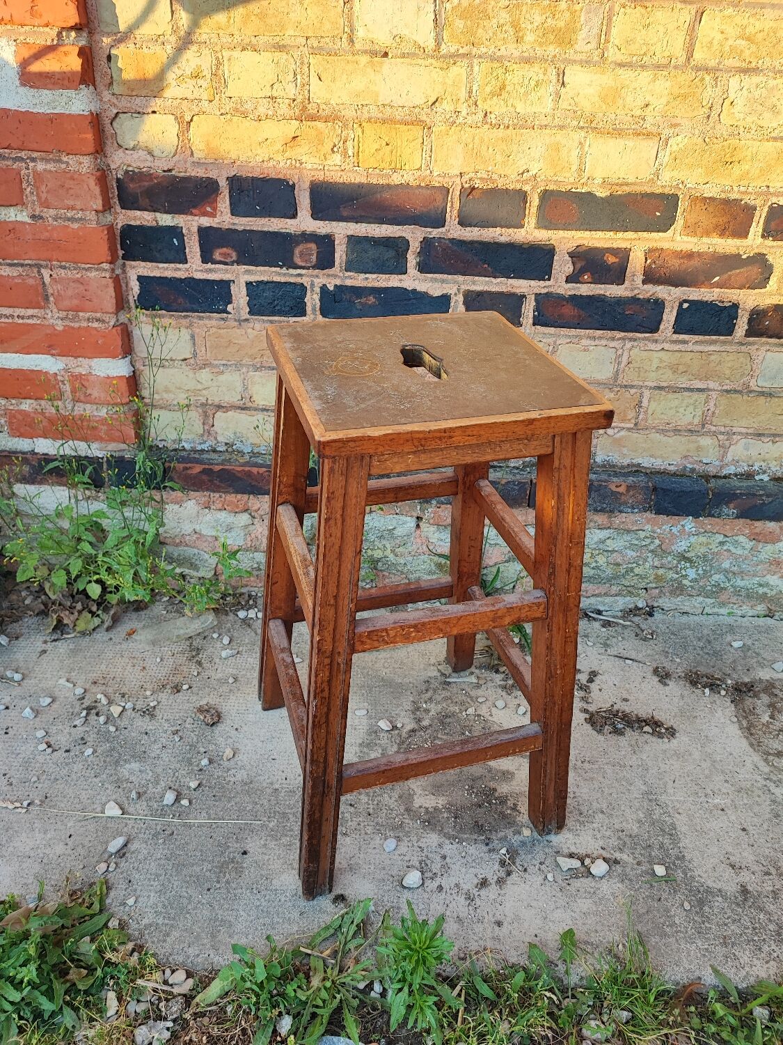 Vintage wood workshop top stool