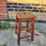 Vintage wood workshop top stool