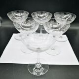 Series of 6 Champagne glasses Baccarat model Beauharnais