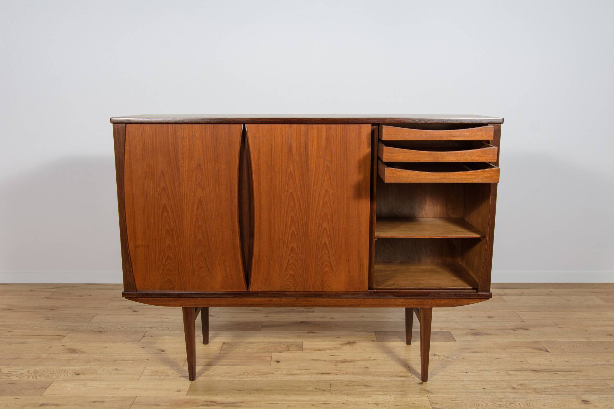 Mid-Century Teak Highboard, Denmark, 1960s