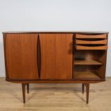 Mid-Century Teak Highboard, Denmark, 1960s
