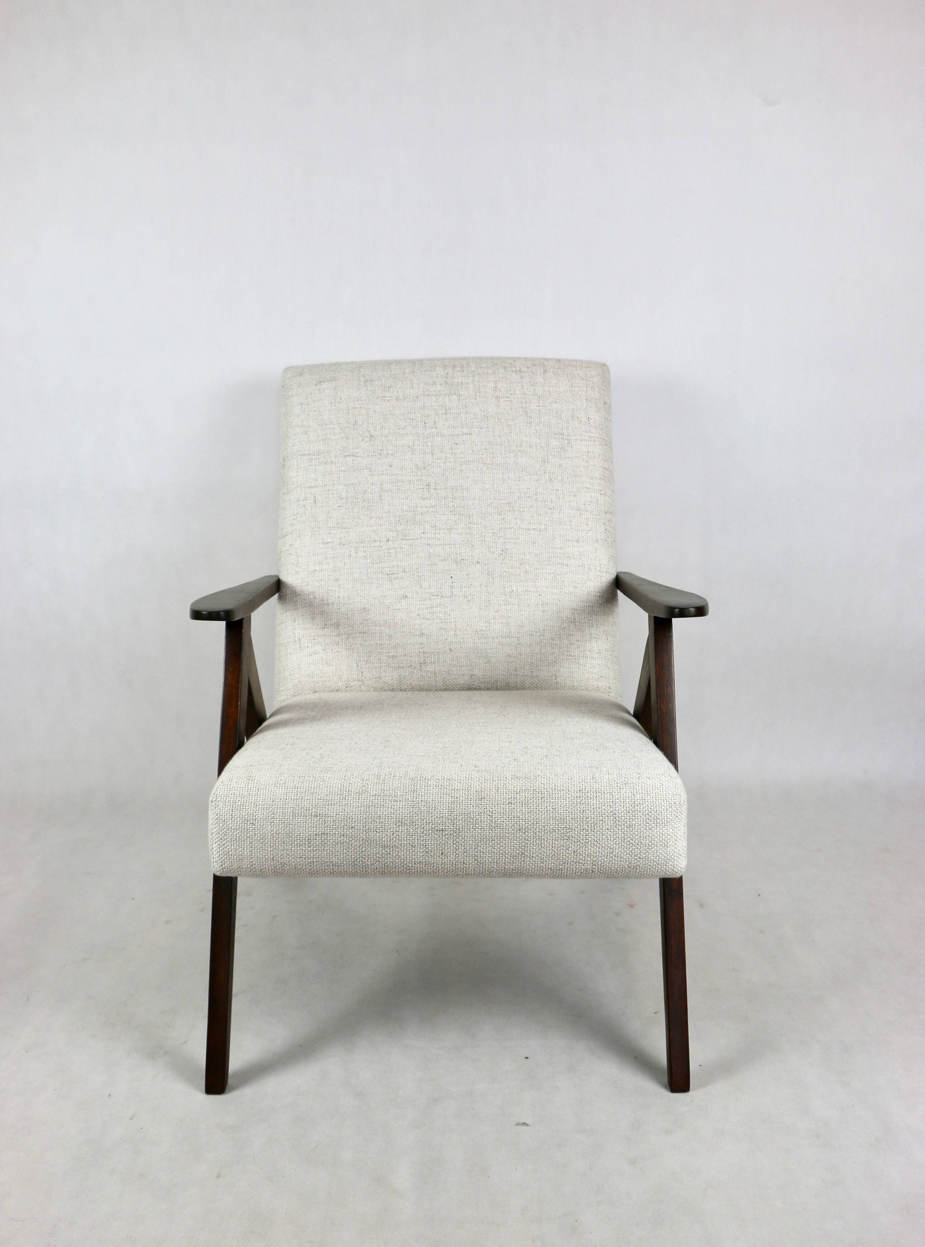 Vintage Ivory White Boucle Model B-310 Armchair, 1970s