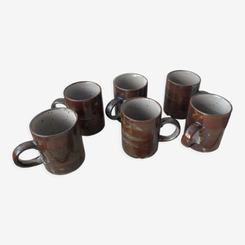 6 stoneware coffee cups