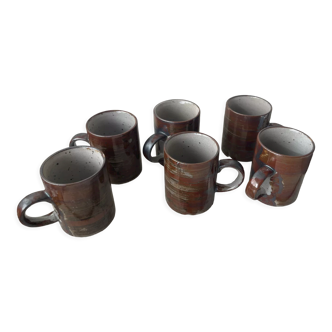 6 stoneware coffee cups