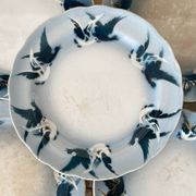 Rares assiettes à dessert Terre de Fer Choisy le roi , oiseaux