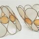Pair of Capiz mother-of-pearl lampshade and vintage gilded metal