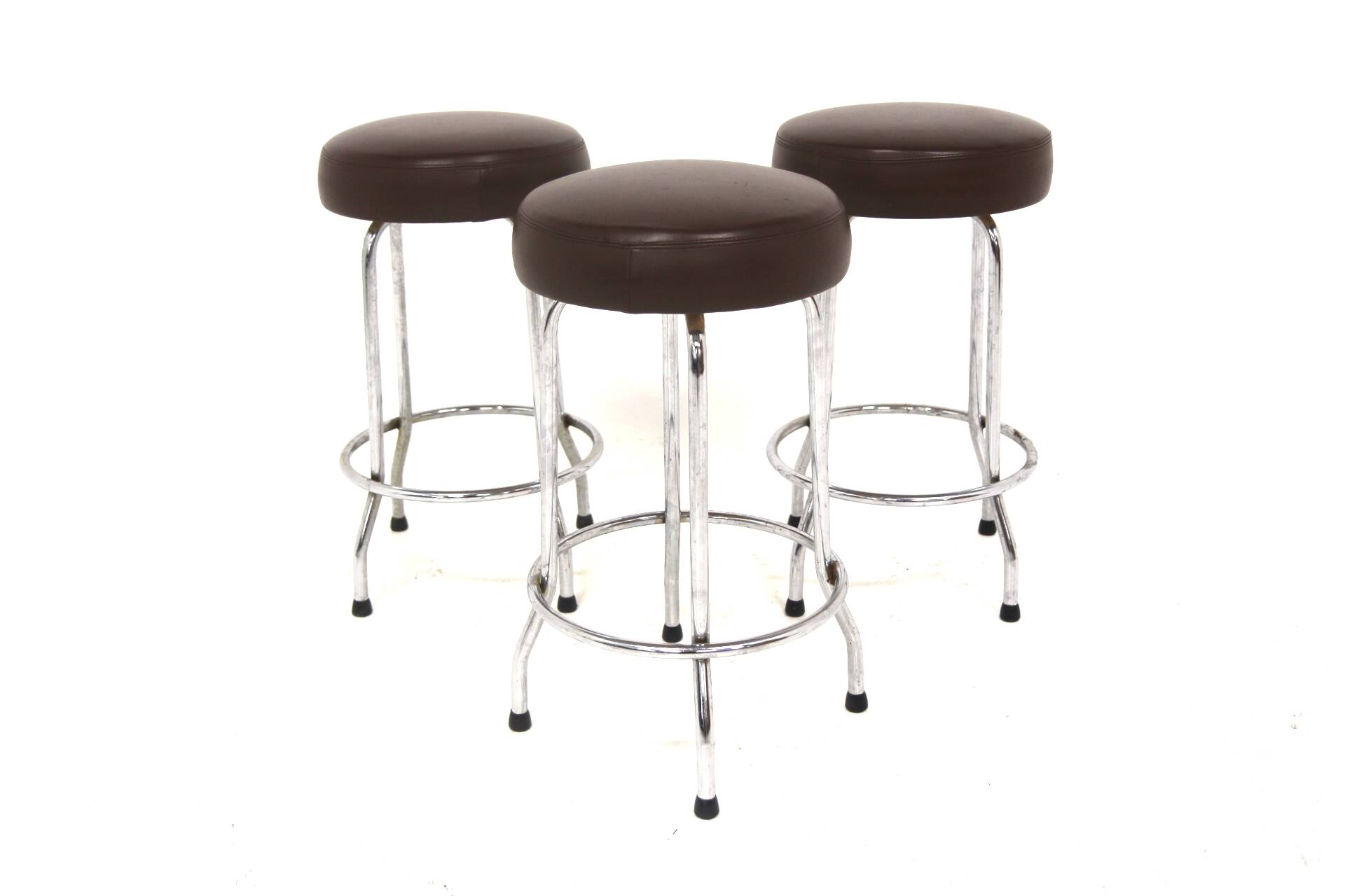 Set of 3 bar stools in faux leather, Johanson Design, Markaryd, Sweden, 1970.