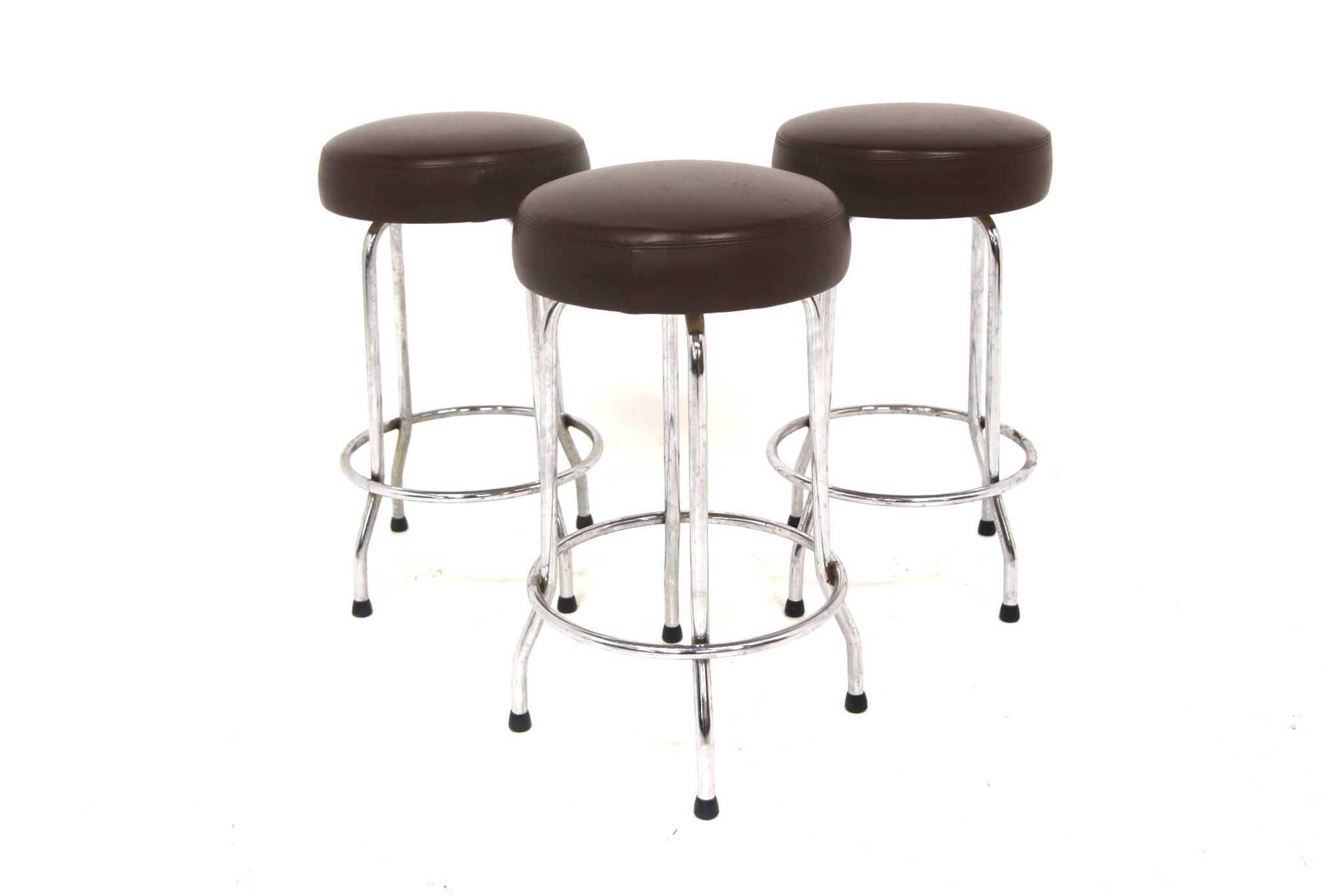 Set de 3 tabourets de bar en simili-cuir, Johanson Design, Markaryd, Suède, 1970