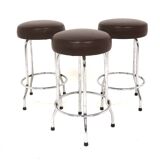 Set of 3 bar stools in faux leather, Johanson Design, Markaryd, Sweden, 1970.