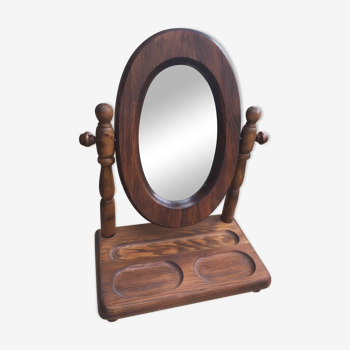 Miroir pivotant sur pied vintage avec tablette