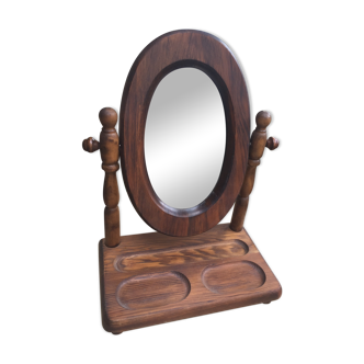 Vintage standing swivel mirror with tablet