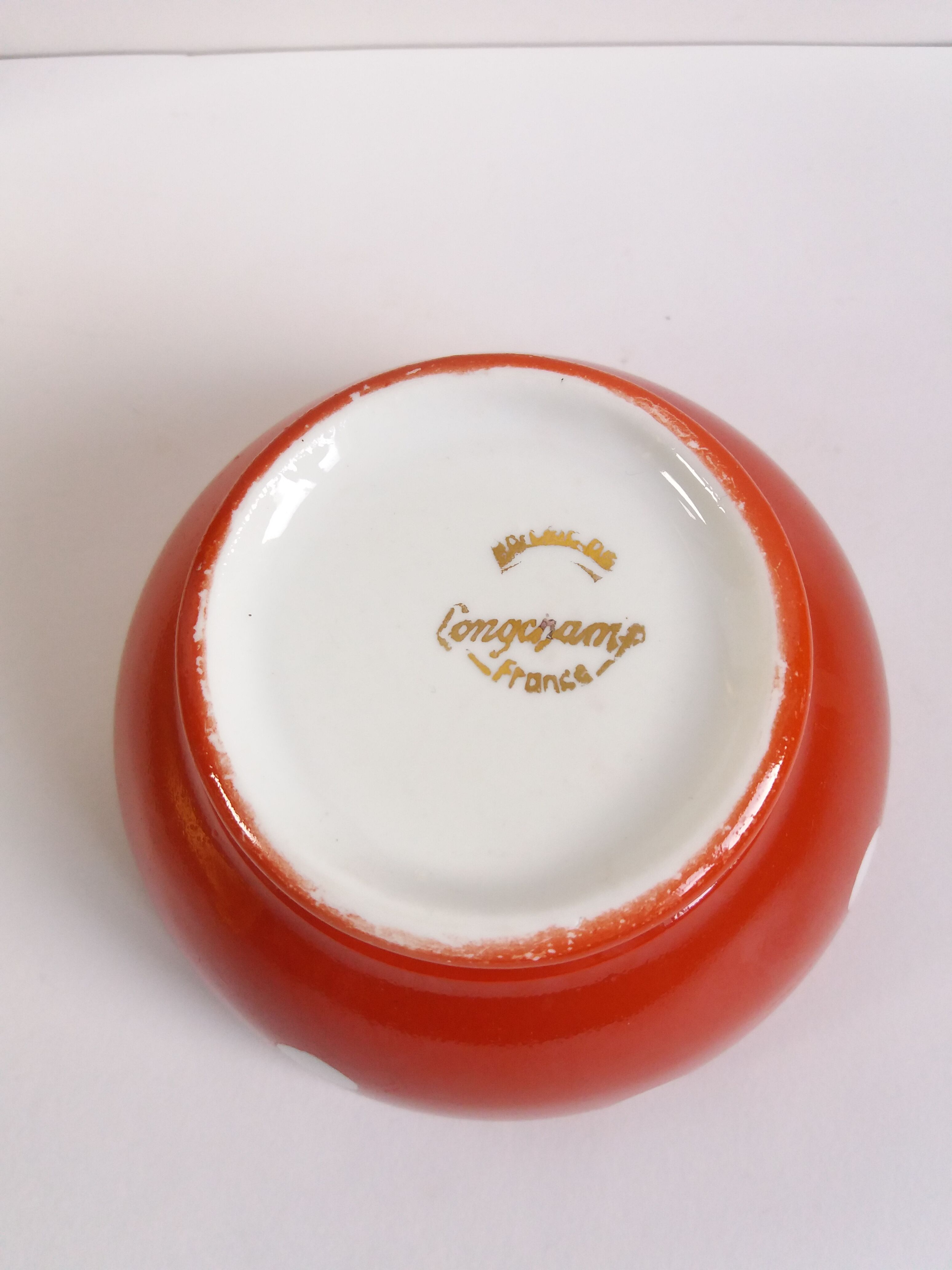 Longchamp red polka dot bowl