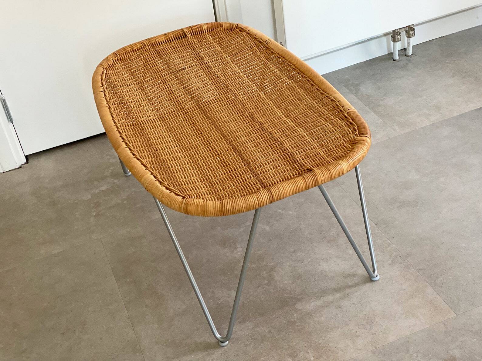 Large vintage rattan / wicker James Irvine ottoman / foot stool / foot rest / bench
