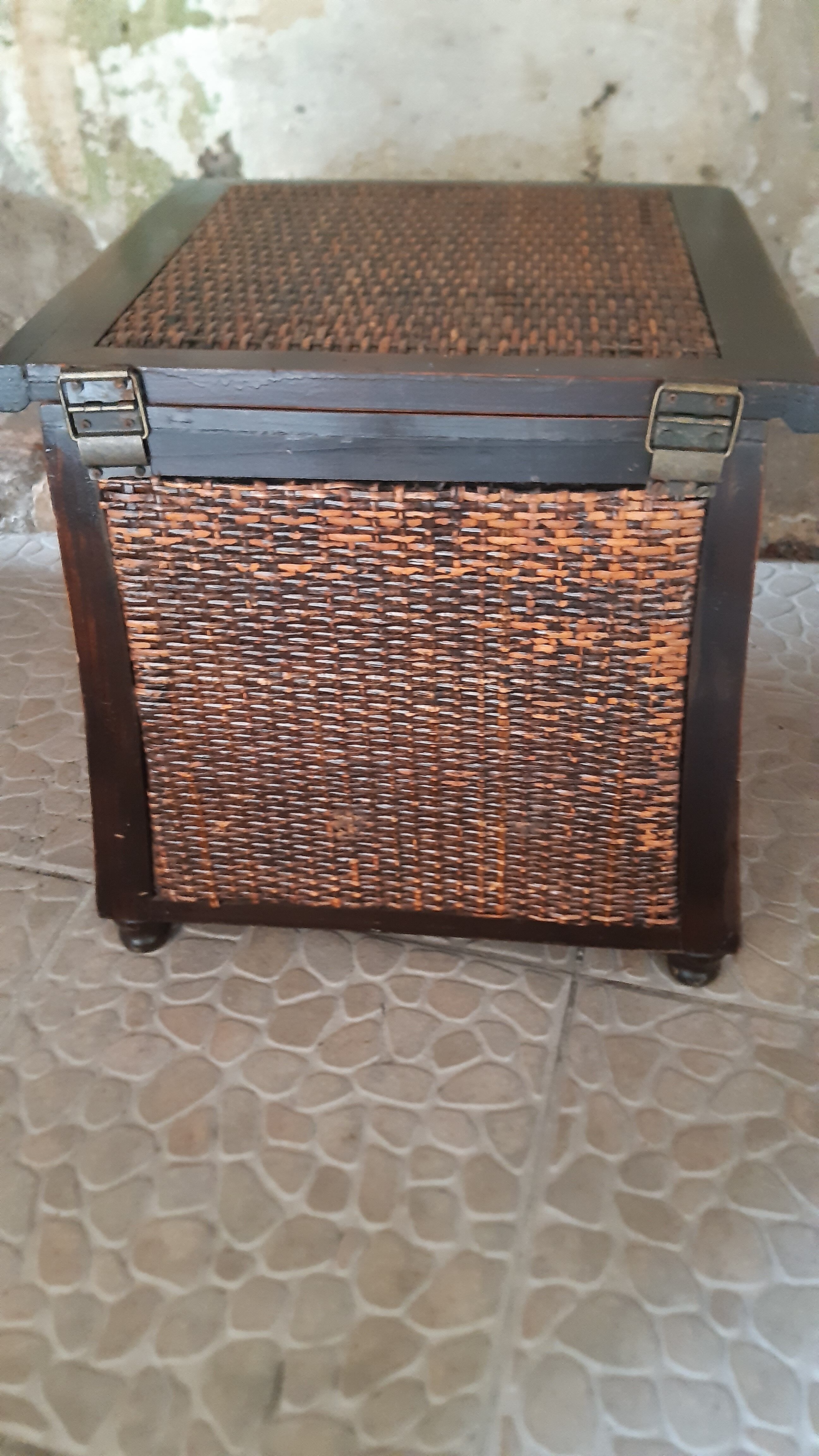 Wooden chest and braided rice straw