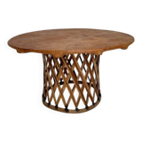 Large Mid-Century Modern Mexican Equipales Leather Dining Table, 1970