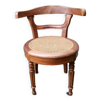 Wood and cane office armchair