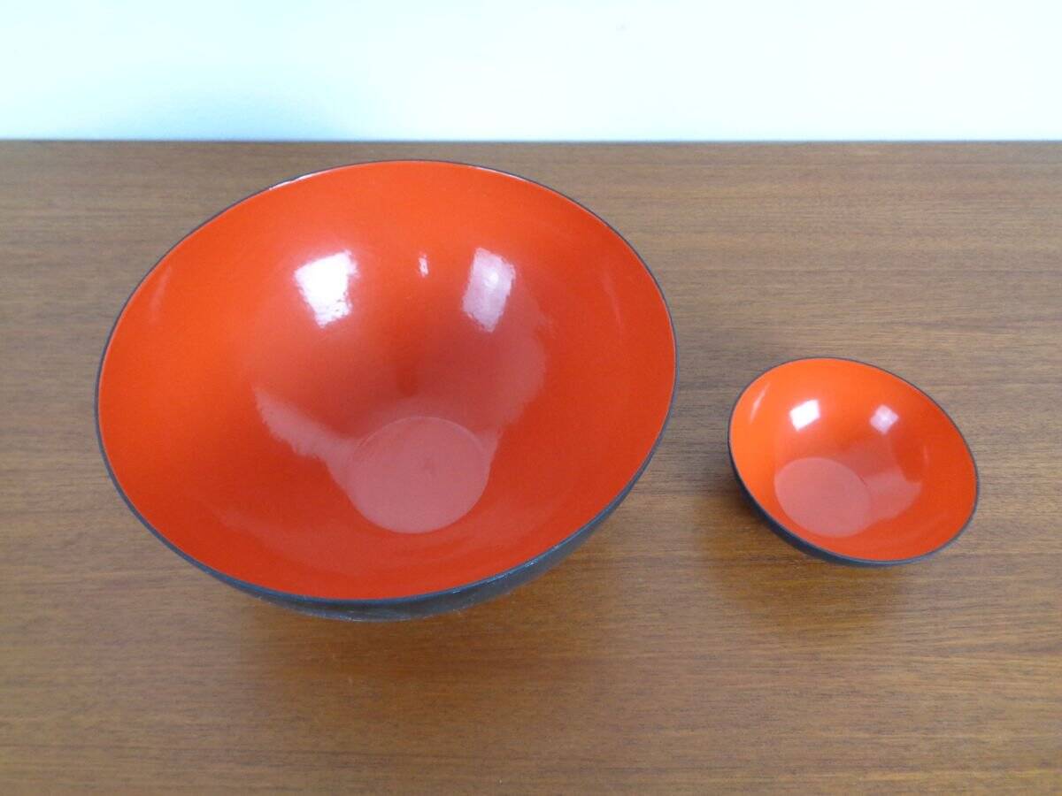Red Krenit Bowls by Herbert Krenchel Torben Ørskov, Set of 2, 1960s