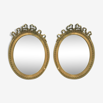 Louis xvi style mirrors in wood and gilded stucco xx century