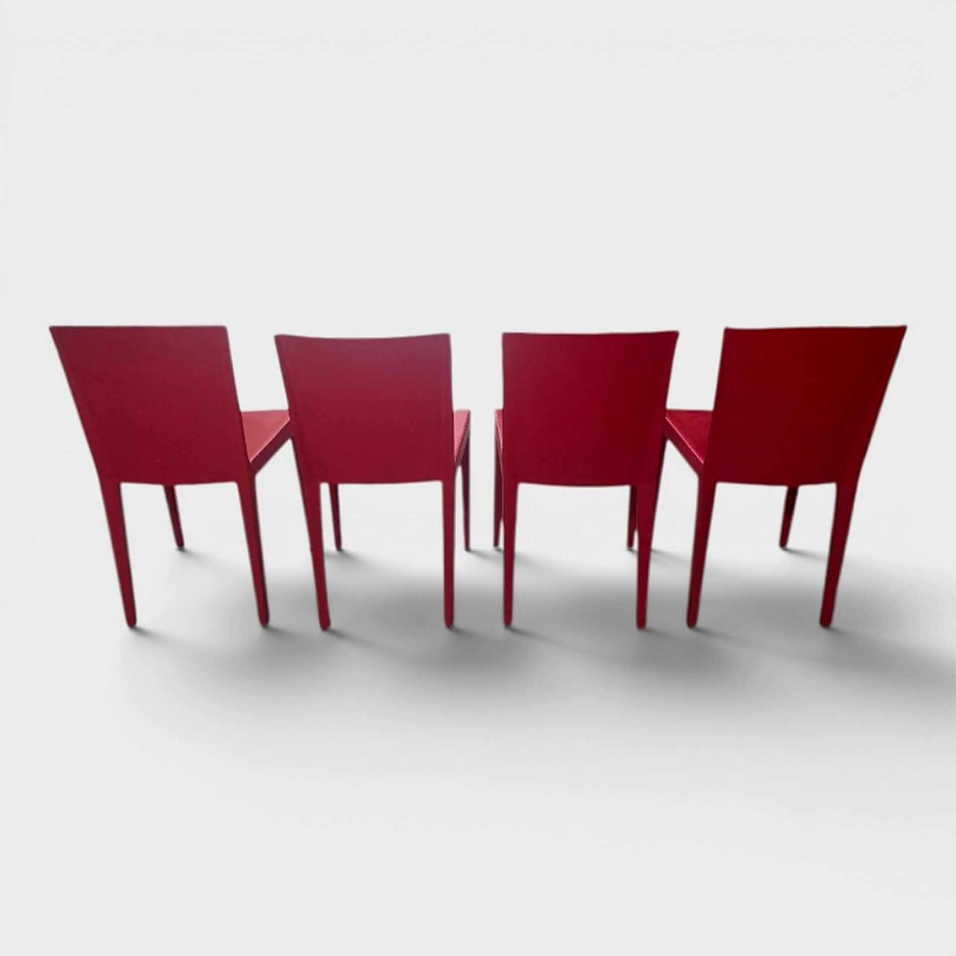 Set of 4 red saddle leather chairs - Matteo Grassi - Circa 1980