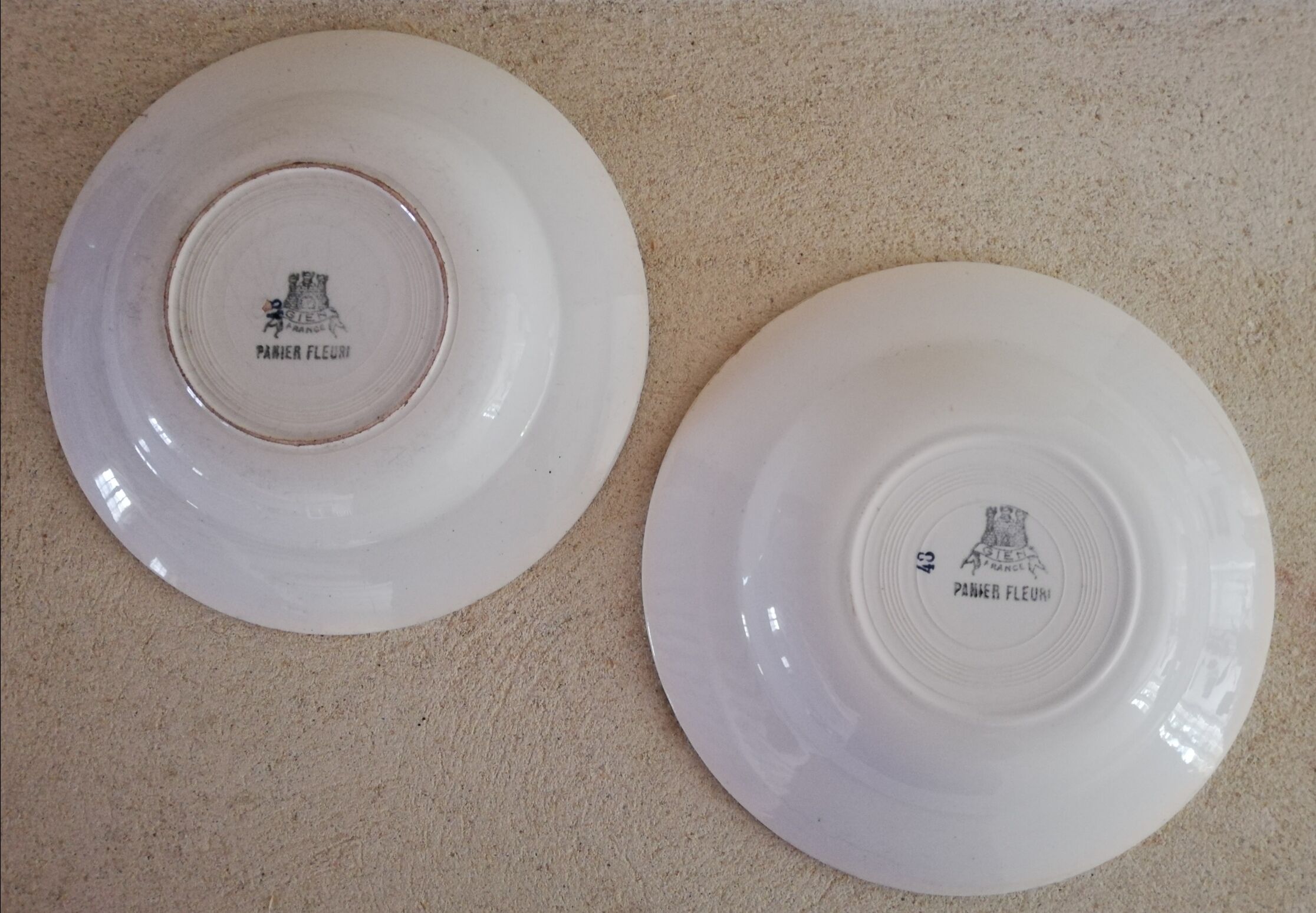 4 soup plates of iron earth mismatched