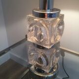 Pair of glass and chrome lamps. Circa 1970