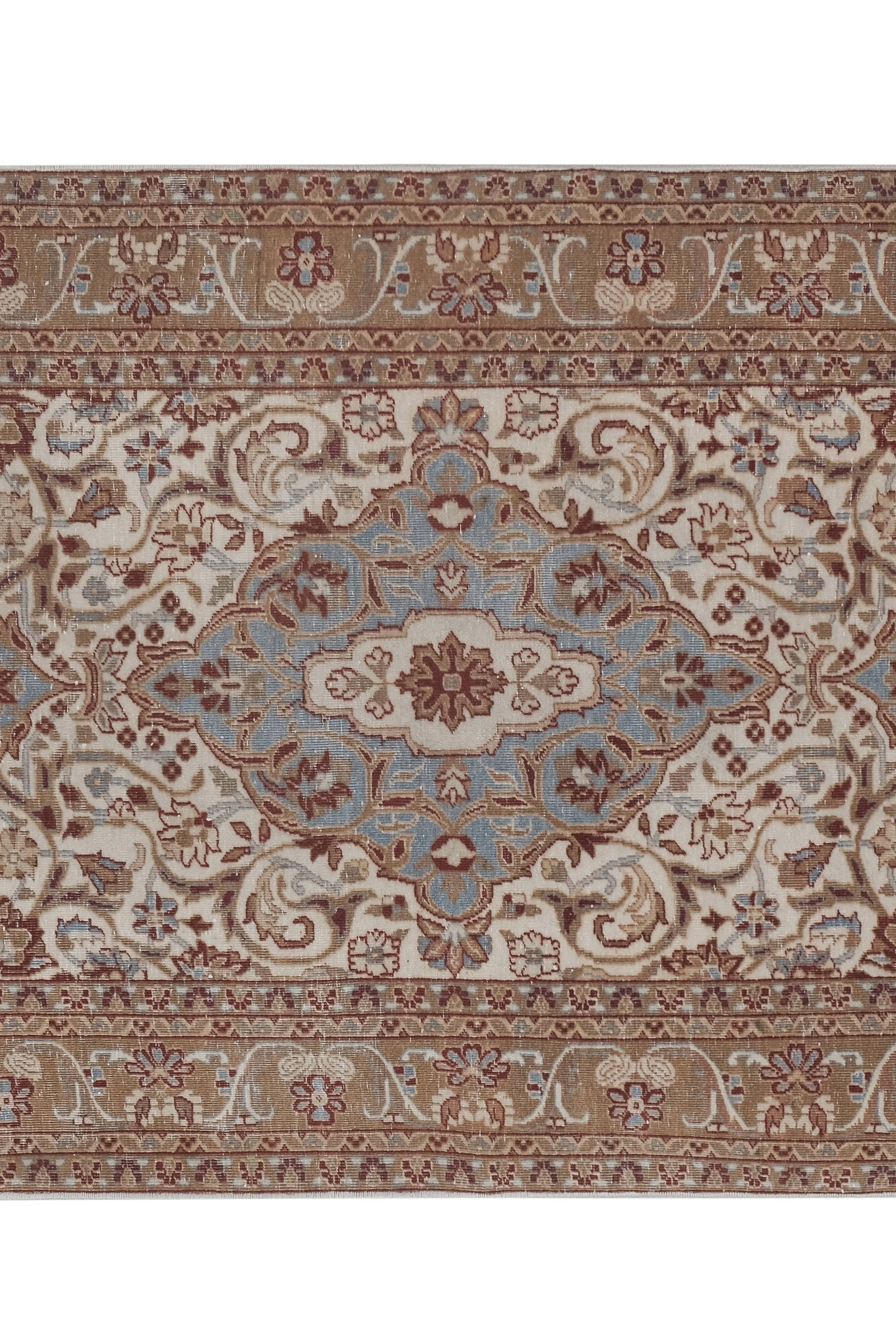 Mid-Century Modern Anatolia Faded Colors Low Pile Rug with Medallion 2'10" X 5'