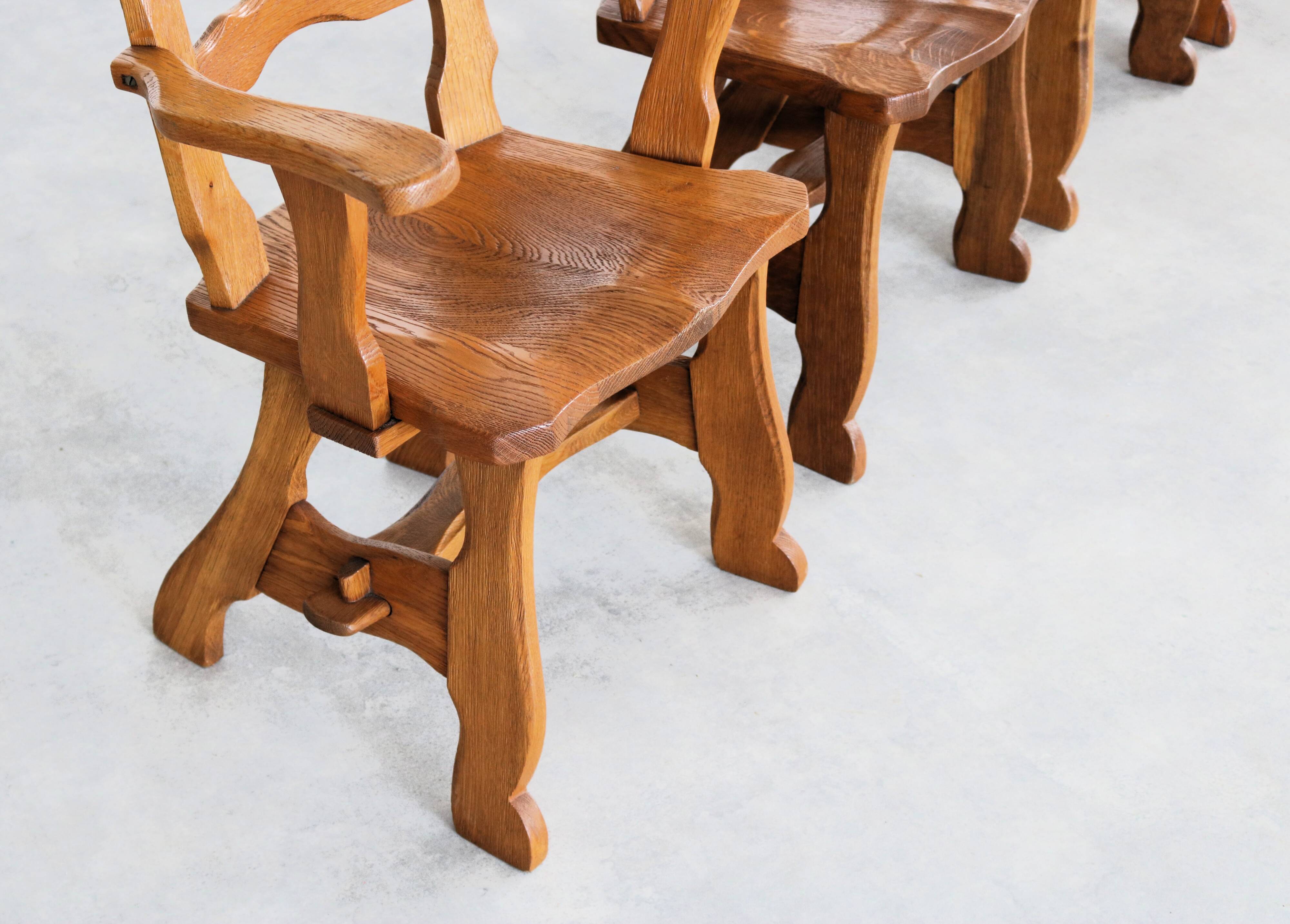 Brutalist dining chairs | vintage chairs | 1950s | oak