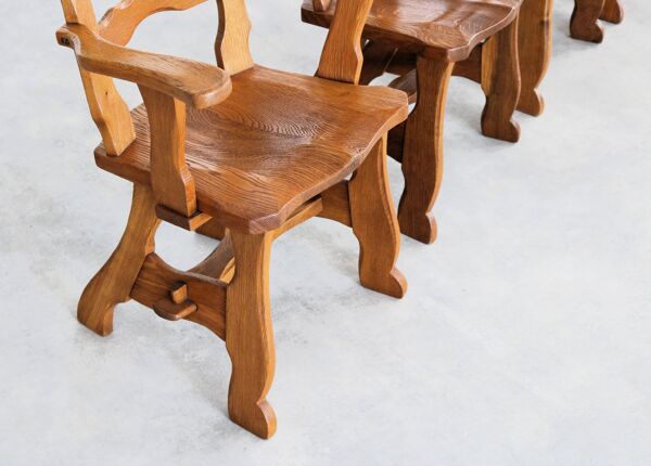 Chaises de salle à manger brutalistes   chaises vintage   années 1950   chêne