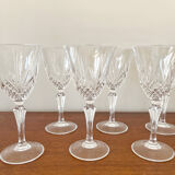 6 vintage Cristal d'Arques "Masquerade" wine glasses