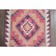 1970s Turkish Oushak Handmade Wool Cotton Pink Runner Rug 95x333