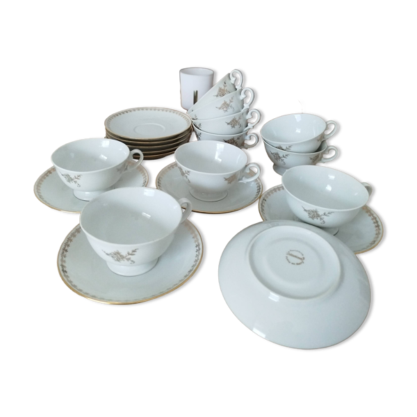 Service à thé/café en porcelaine de Foëcy - Louis Lourioux - vintage 1950x