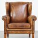 Sheepskin leather wing chair