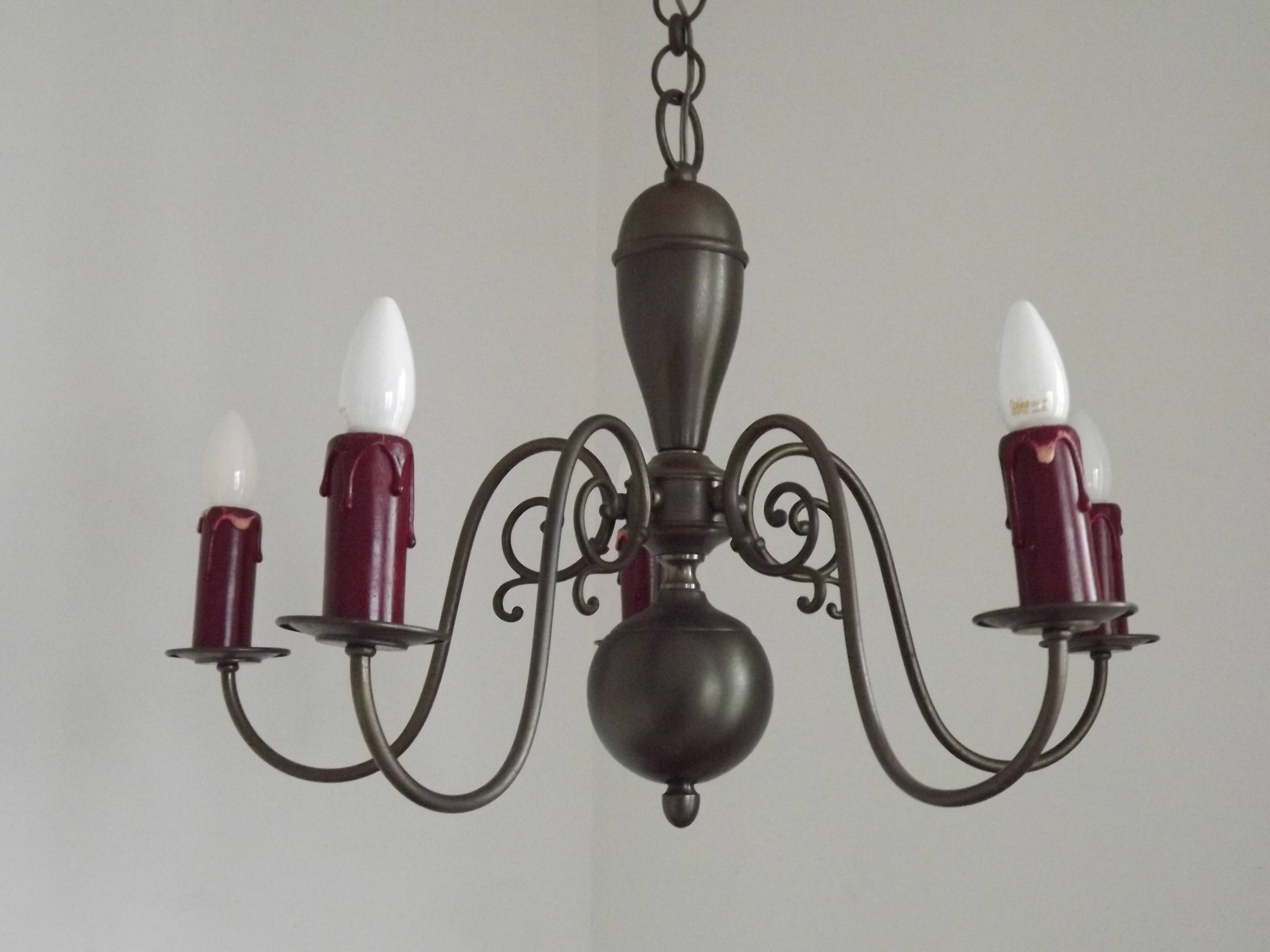 Five-light Flemish chandelier in silver-plated metal 5181