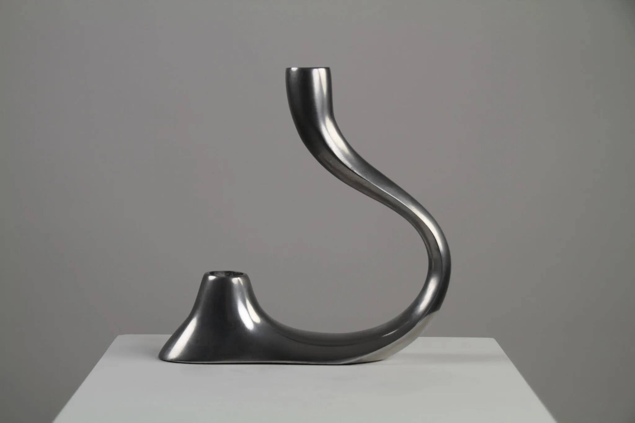 Cast Aluminium Two-Light Candle Holder – Sweden, 1970s