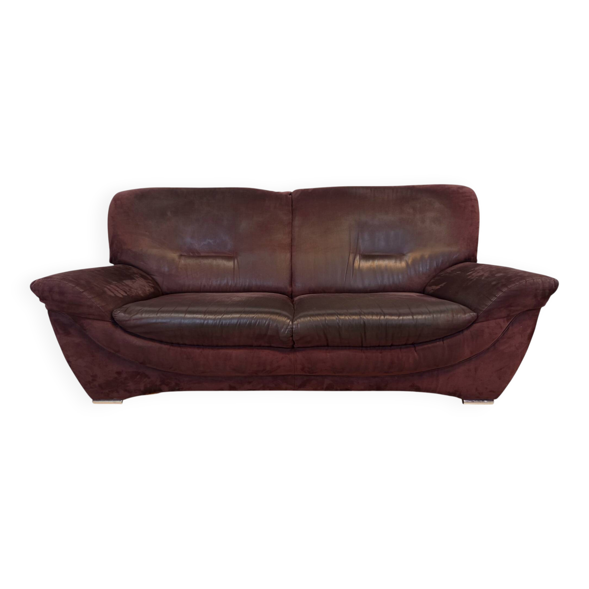 Vintage brown nubuck leather 2-seater sofa "Charisma" – 1980s
