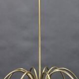 1960s Rupert Nikoll Brass and Teak Opaline Glass Chandelier ,Austria