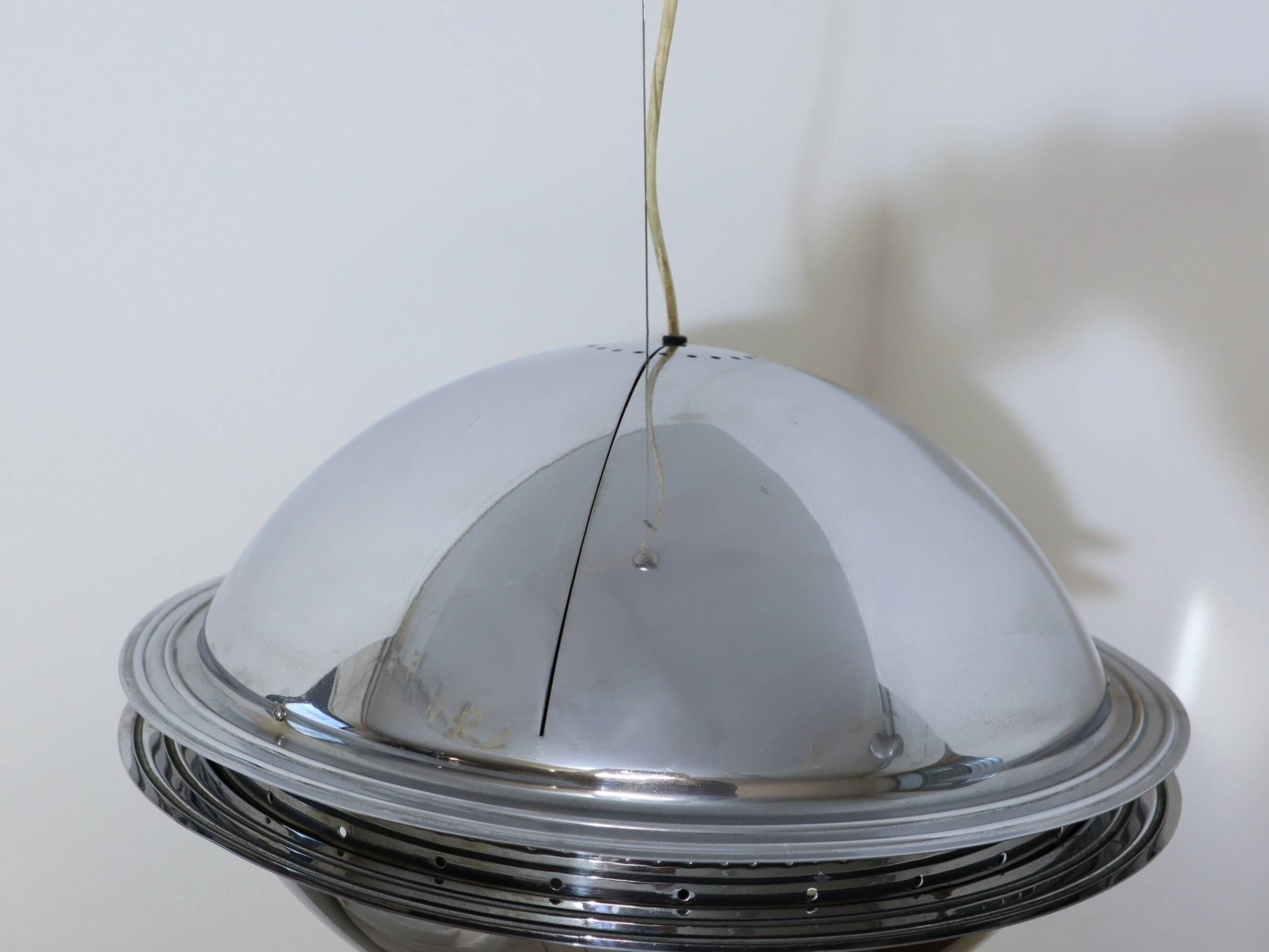 Vintage 'Vog' hanging steel lamp design by AZ Pavia, ITALY 1970s