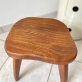 Brutalist tripod stool in solid elm, 1960s
