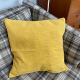 Housse de coussin en coton jaune paille,  40x40 cm