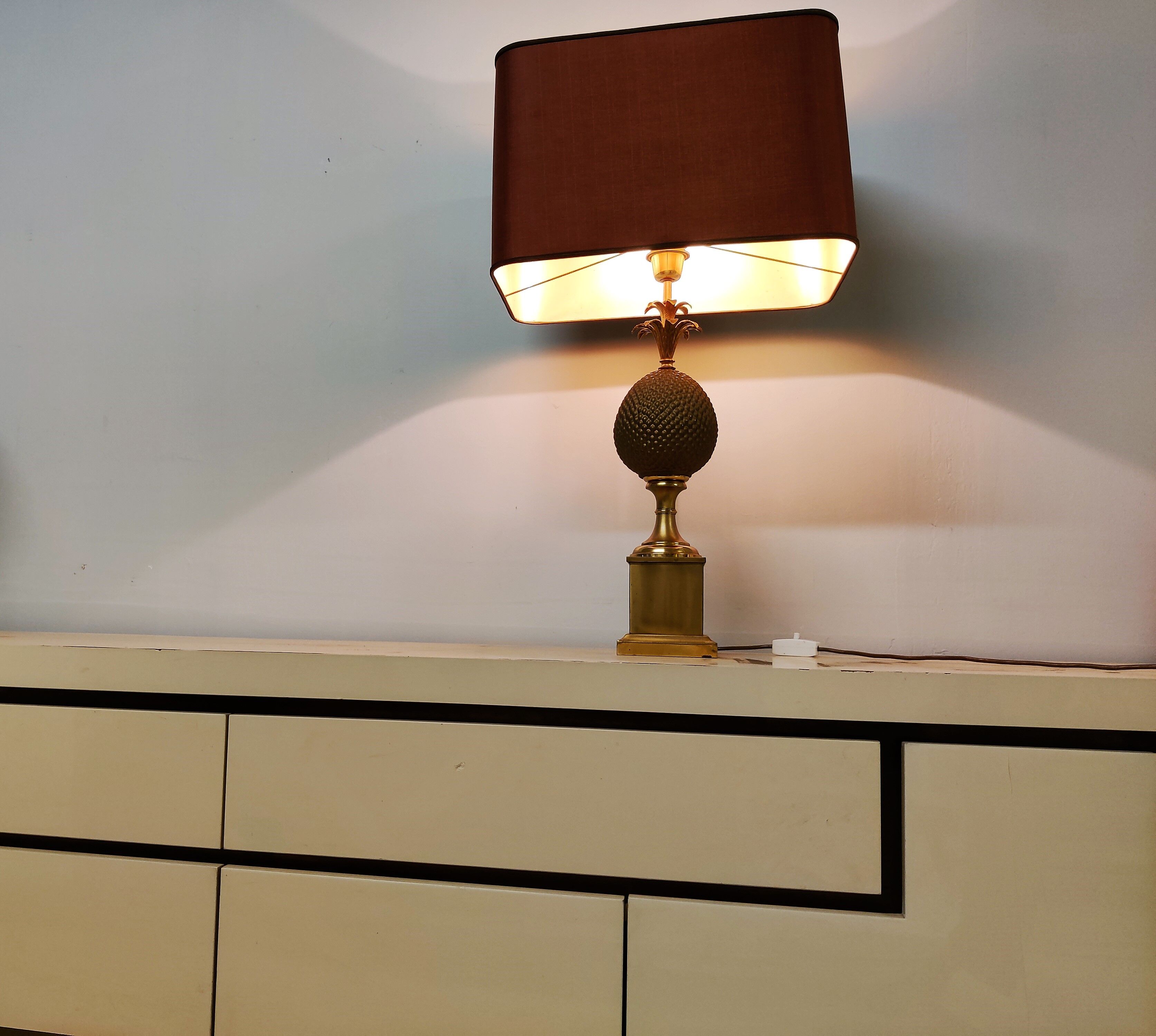 Brass pineapple table lamp, 1970s
