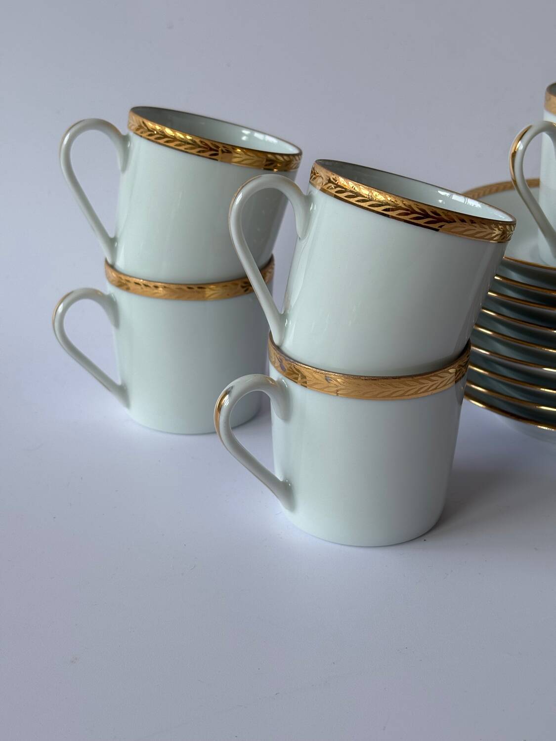 Limoges porcelain coffee service, gilded with gold leaf