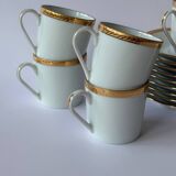 Limoges porcelain coffee service, gilded with gold leaf