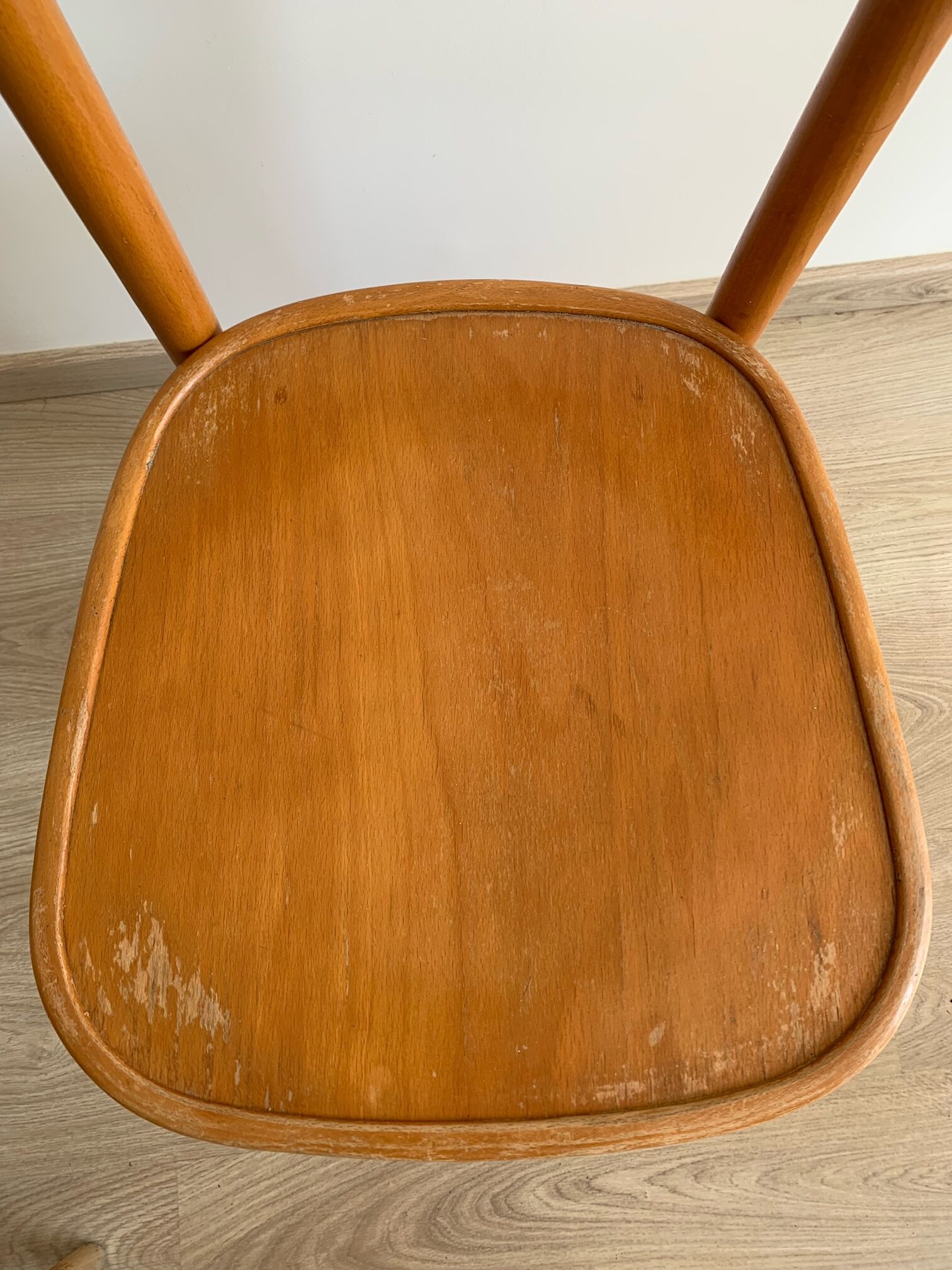 Set of 4 vintage wooden bistro chairs