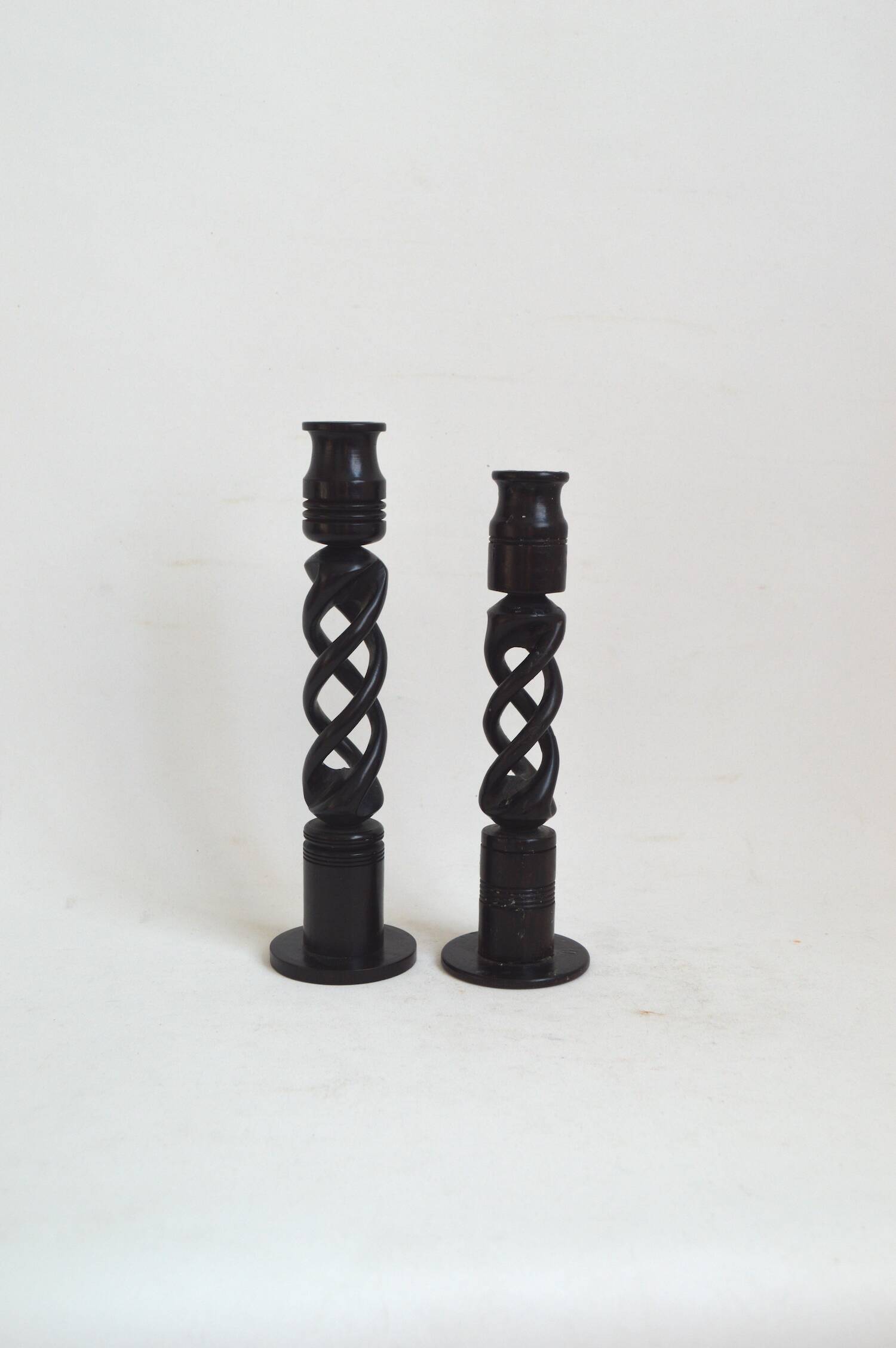 Twisted ebony candle holder