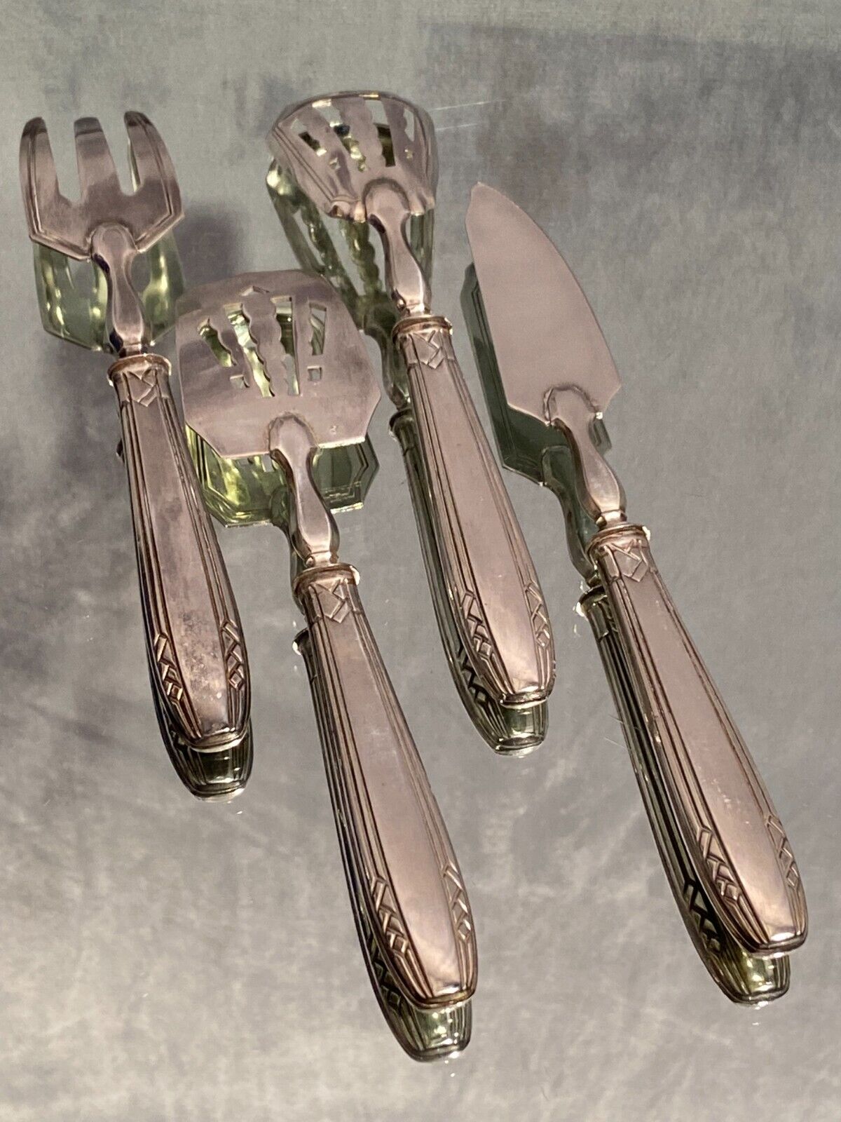 Confectionery service hors d'oeuvres sprinkler silver metal design Vintage