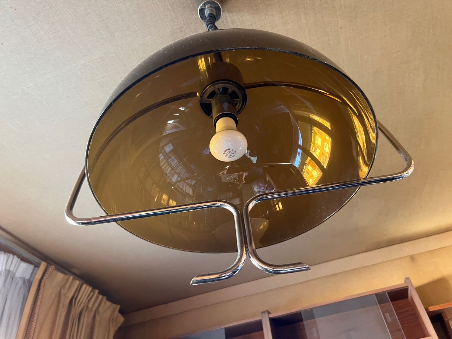 Vintage design suspension Space Age – smoked plexiglass & chrome – year